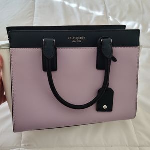 Kate Spade Satchel lavender, white and navy with silver hardware